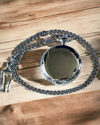 Klassisk Lommeur med Romertal og Kæde, Kvarts, Stålglans - sølvfarvet