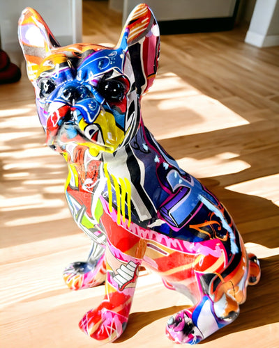 Håndlavet Fransk Bulldog Figur i Street Art Stil med Mulighed for Gravering