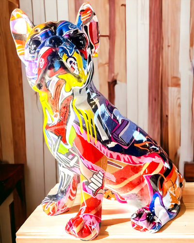Håndlavet Fransk Bulldog Figur i Street Art Stil med Mulighed for Gravering