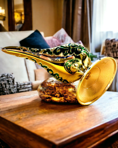 Magisk Aladdins Lampe med Gravering - Variant Mørkegrøn, flettet med guld