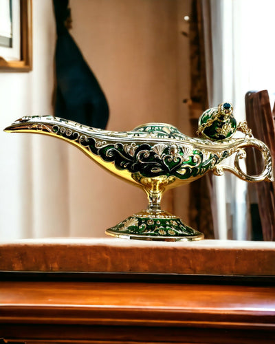 Magisk Aladdins Lampe med Gravering - Variant Mørkegrøn, flettet med guld