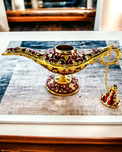 Magisk Aladdins Lampe med Gravering - Bordeaux Variant, flettet med guld