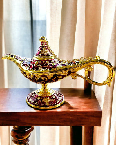Magisk Aladdins Lampe med Gravering - Bordeaux Variant, flettet med guld