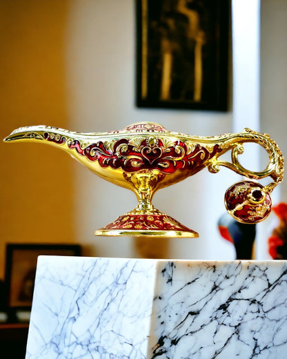 Magisk Aladdins Lampe med Gravering - Bordeaux Variant, flettet med guld