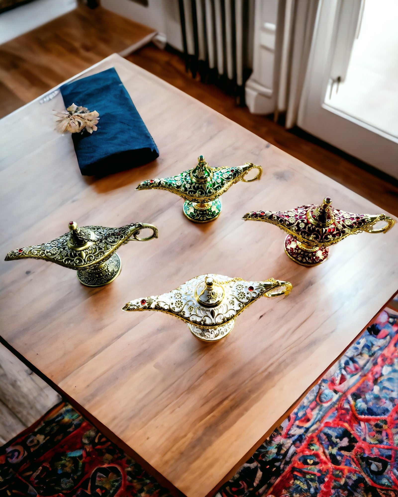 Magisk Aladdins Lampe med Gravering - Bordeaux Variant, flettet med guld