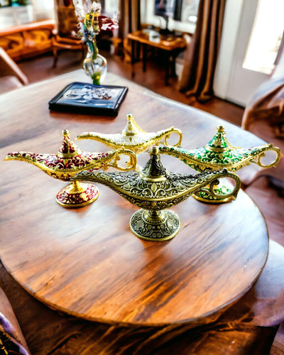 Magisk Aladdins Lampe med Gravering - Variant Mørkegrøn, flettet med guld