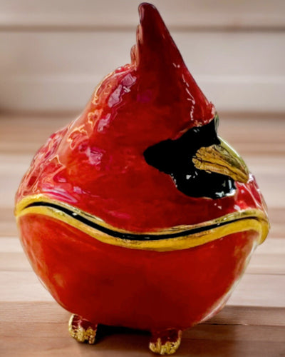 Elegant smykkeskrin formet som en kardinal med mulighed for gravering