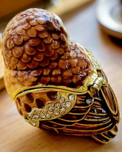 Charmerende Ugle med Krystaller - Smykkeskrin med mulighed for personlig gravering, gave