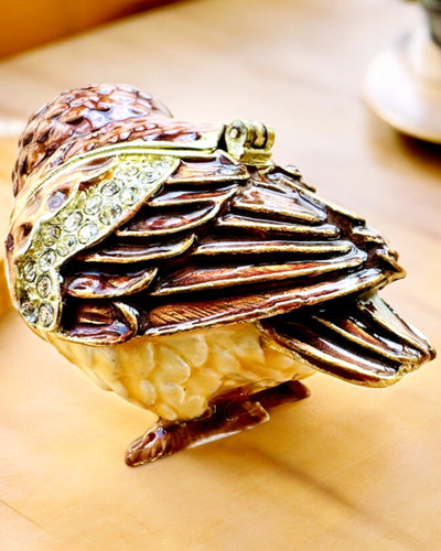 Charmerende Ugle med Krystaller - Smykkeskrin med mulighed for personlig gravering, gave