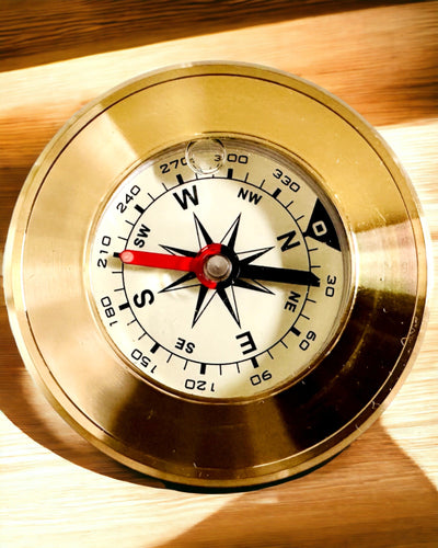 Navigationskompas med mulighed for gravering, Messing, Klassisk design – 5 cm