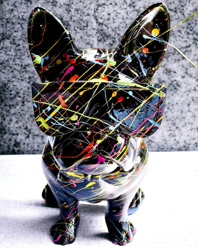 Farverig Kunstnerisk Hund - Håndmalet Fransk Bulldog, personalisering med gravering, ideel som gave