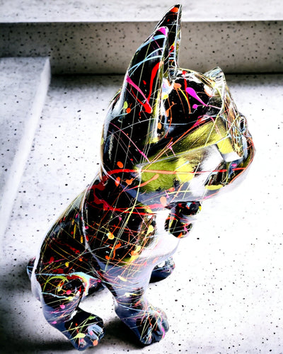 Farverig Kunstnerisk Hund - Håndmalet Fransk Bulldog, personalisering med gravering, ideel som gave