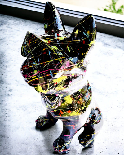 Farverig Kunstnerisk Hund - Håndmalet Fransk Bulldog, personalisering med gravering, ideel som gave