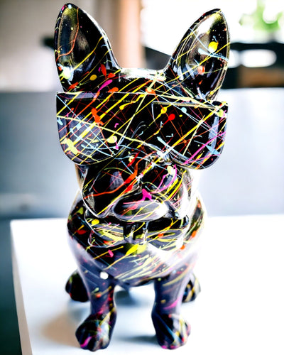 Farverig Kunstnerisk Hund - Håndmalet Fransk Bulldog, personalisering med gravering, ideel som gave