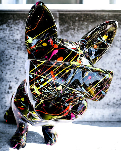 Farverig Kunstnerisk Hund - Håndmalet Fransk Bulldog, personalisering med gravering, ideel som gave