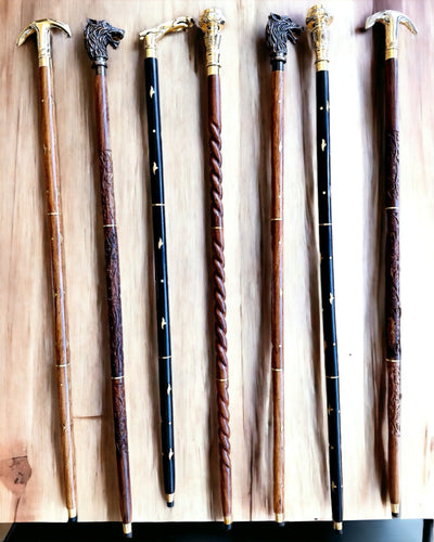 Kompasso Black - Spadserestok - Håndskåret Træ - Eksklusiv Udgave med Mulighed for Gravering