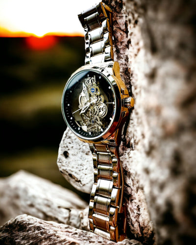 Elegant herreur KIMSDUN Prestige Transparent Mekanisme og Sportslig Elegance, mulighed for personlig gravering