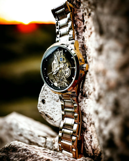 Elegant herreur KIMSDUN Prestige Transparent Mekanisme og Sportslig Elegance, mulighed for personlig gravering