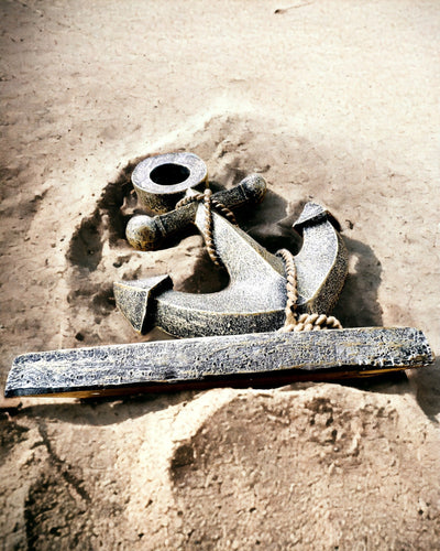 Rustik Ankerskulptur i Harpiks - "Sølegende", anker med personlig gravering