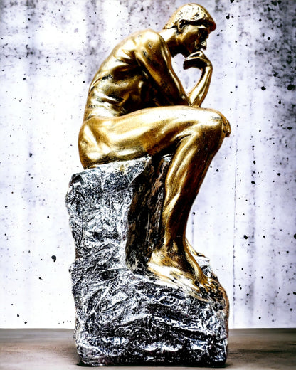 Złoty Myśliciel - Figur af harpiks, personalisering med gravering