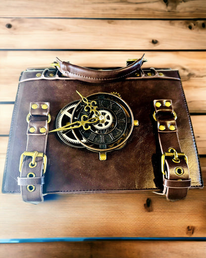 Crossbody Taske med Vintage Urmotiv - Alsidig Satchel Taske med PU Lædertekstur