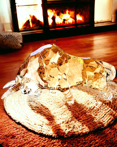 Statue "Złoty Byk" af harpiks, gennemsigtigt design, mulighed for personalisering