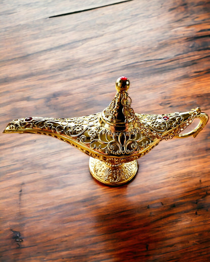 Magisk Aladdins Lampe med Gravering - Klassisk Guldvariant, flettet