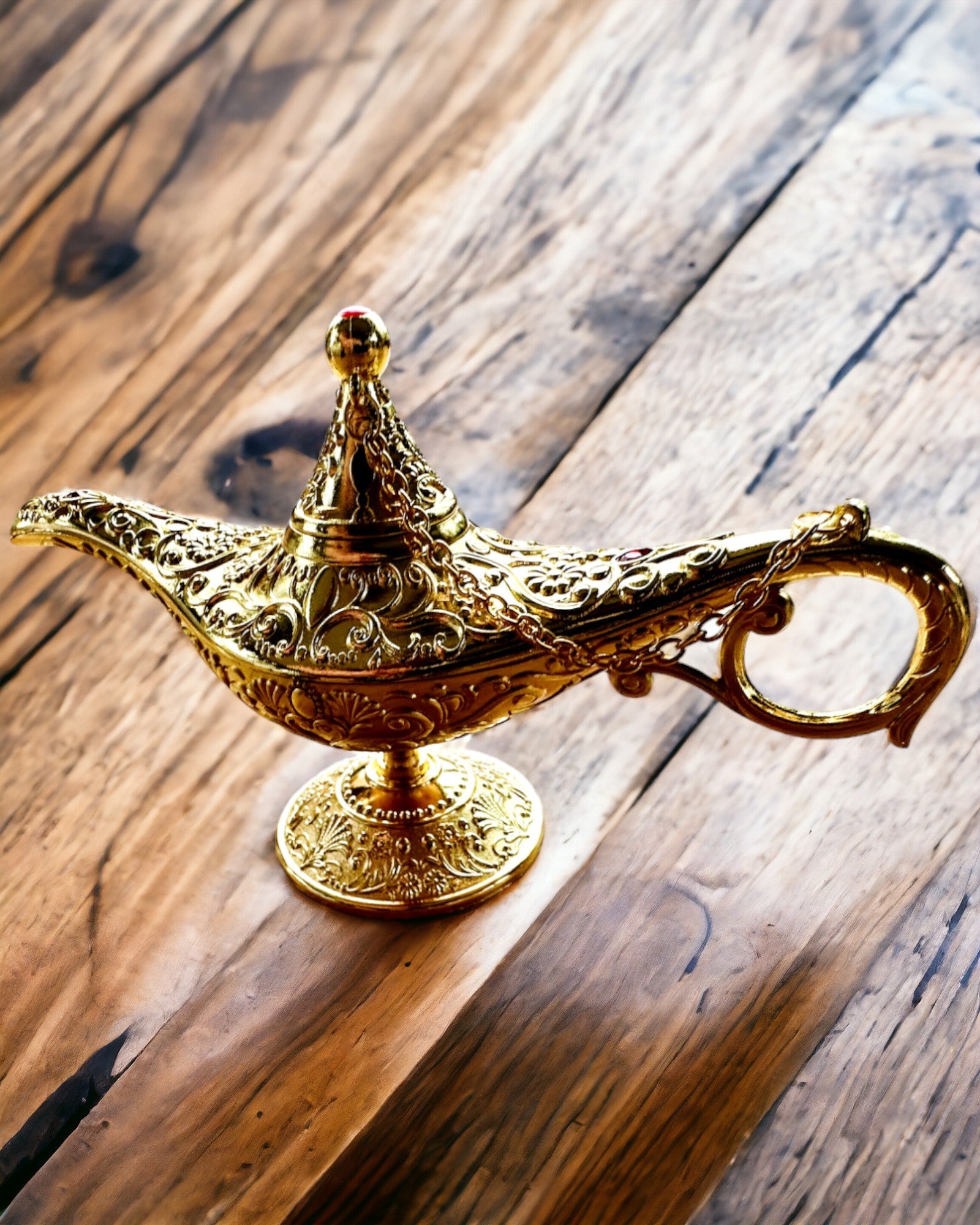 Magisk Aladdins Lampe med Gravering - Klassisk Guldvariant, flettet