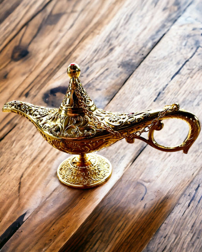 Magisk Aladdins Lampe med Gravering - Klassisk Guldvariant, flettet