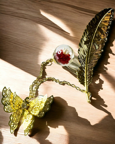 Kreativ Metal Bogmærke Retro Bogmærke Vintage - Fjer og Sommerfugl i Barokstil