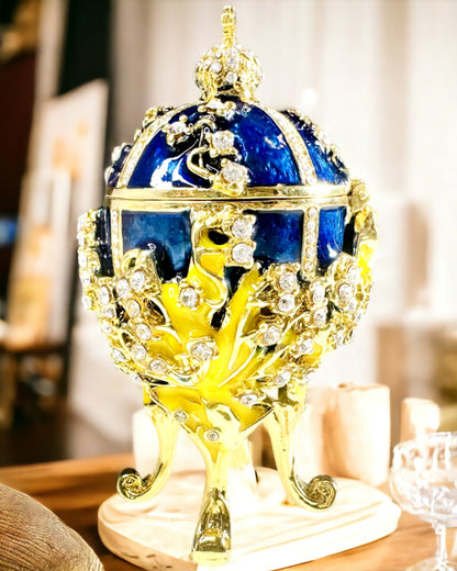 Smykkeskrin 'Kejsers Æg' Faberge – Vintage Stil, Dekorativ Beholder til Tilbehør