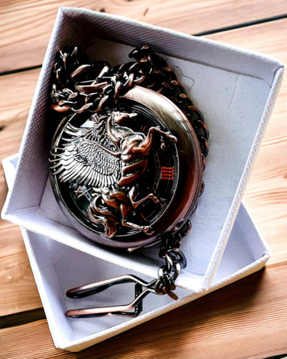 Lommeur "Equus Tempus" - Farve: Brun, Rosaguld med Hestemotiv, mulighed for personlig gravering