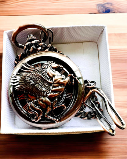 Lommeur "Equus Tempus" - Farve: Brun, Rosaguld med Hestemotiv, mulighed for personlig gravering
