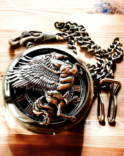 Lommeur "Equus Tempus" - Farve: Brun, Rosaguld med Hestemotiv, mulighed for personlig gravering