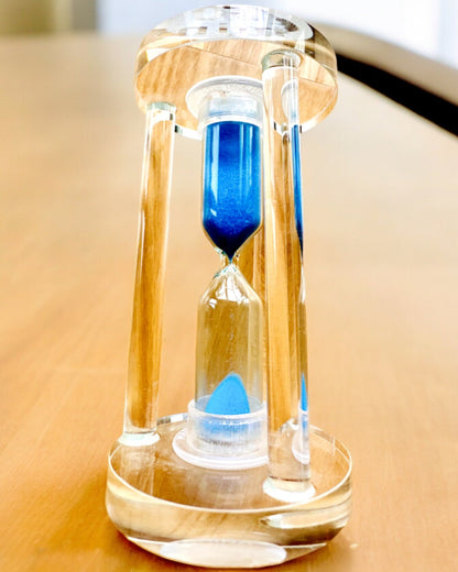 Klepsydra "Blue Elegance", 10 cm høj, måler 10 minutters tid
