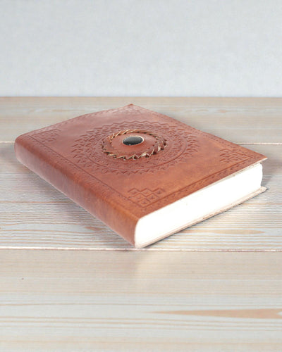 Umbra Mandala – Lædernotatbog med sort onyks