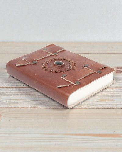 Lædernotatbog Sort Onyks med Remme – 15x10 cm