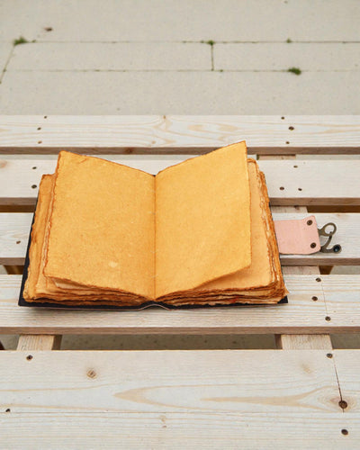 Notatbog i læder med 7 chakrafarver – 13 × 18 cm