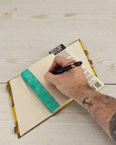 Mellemstor lomme-notesbog Lokta Modige blomster – sennepsgul (45 ark, 15 x 12 cm)