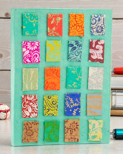 Kunstnerisk Lokta-notesbog Mosaik – Mini Fliser Turkis (45 ark, 21 x 15 cm)