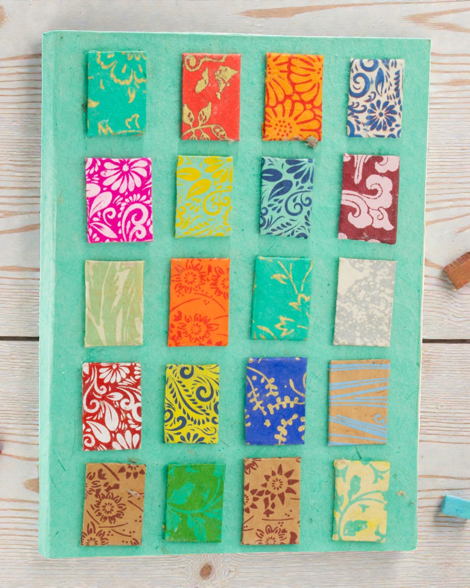 Kunstnerisk Lokta-notesbog Mosaik – Mini Fliser Turkis (45 ark, 21 x 15 cm)