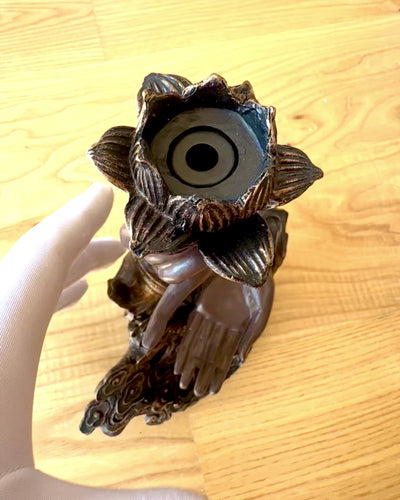 Mystisk Hånd, Røgelsesbrænder, holder til røgelse med Strømning, mulighed for tilpasning med gravering til gave