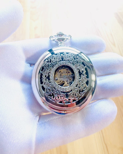 Lommeur "Eterna Elegance", personlig gave, gravering. Sølvfarvet