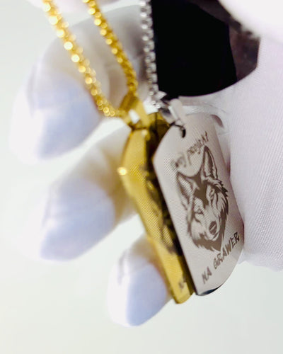 Halskæde med Dog Tag "Tre Nuancer af Stil" - ID-brik - Elegant Vedhæng i Rustfrit Stål med Mulighed for Gravering