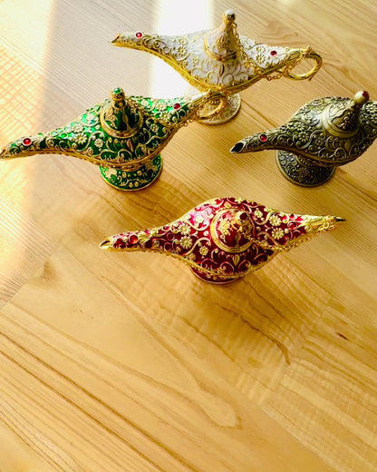 Magisk Aladdins Lampe med Gravering - Bordeaux Variant, flettet med guld