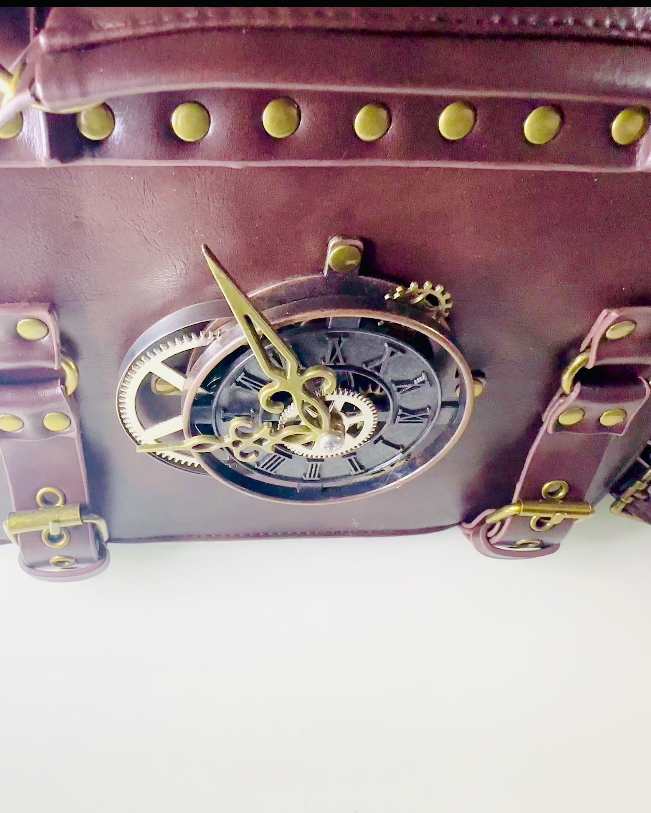 Crossbody Taske med Vintage Urmotiv - Alsidig Satchel Taske med PU Lædertekstur