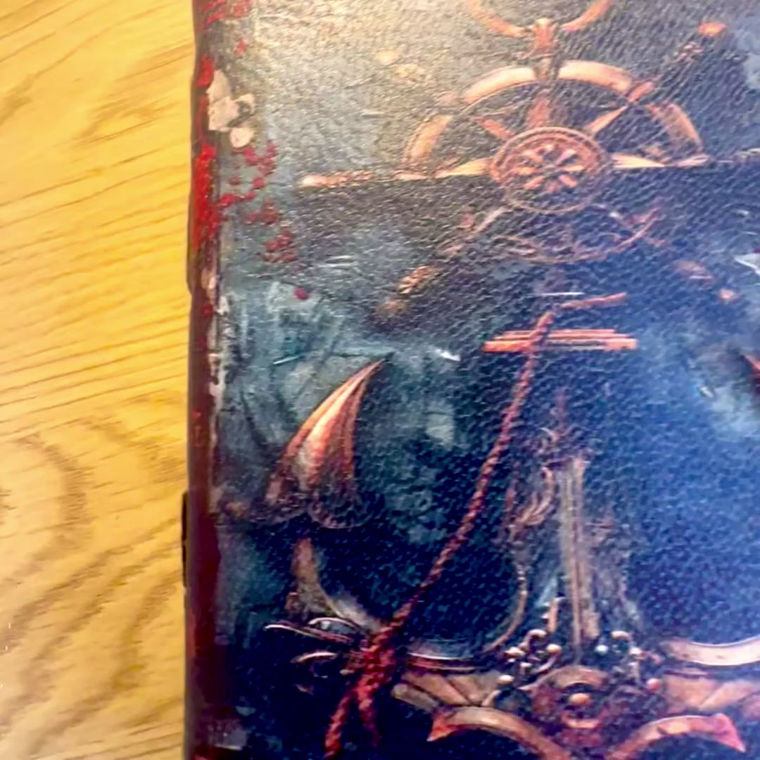 Retro maritim notesbog i læder med 200 sider og mulighed for personlig gravering, ideel gave til kunstnere og rejsende, lavet af naturlæder af ged, vintagefarve, mål 18 x 13 cm