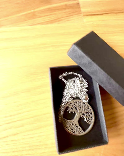 Halskæde "Livets Træ" i Rustfrit Stål - personalisering med gravering, 2 farvevarianter