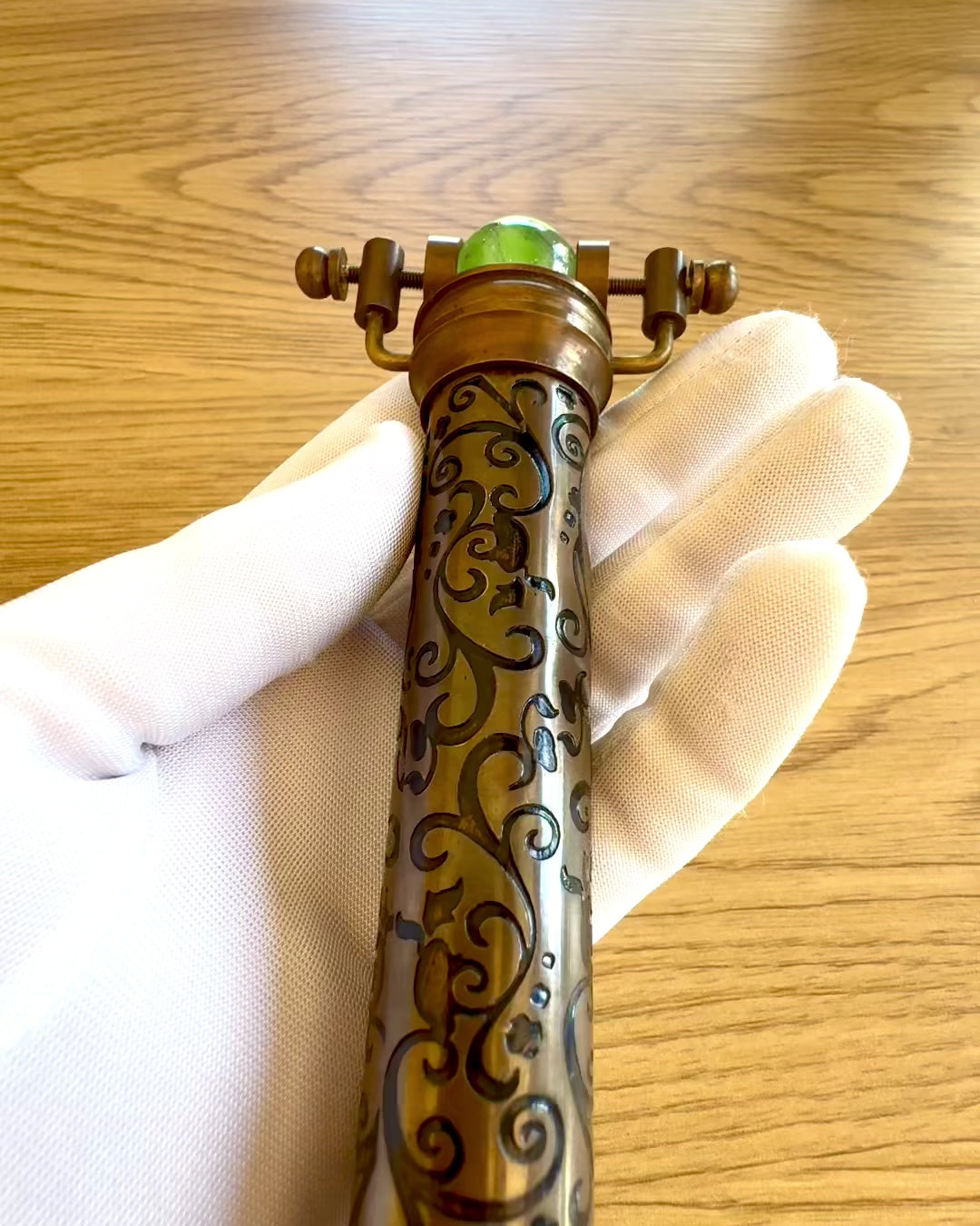 Vintage Kalejdoskop “Emerald Dreams”, 15 cm – håndlavet, med mulighed for personlig gravering som gave