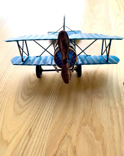 Metalmodel af flyet Blue Baron – retro, som gave, med mulighed for gravering